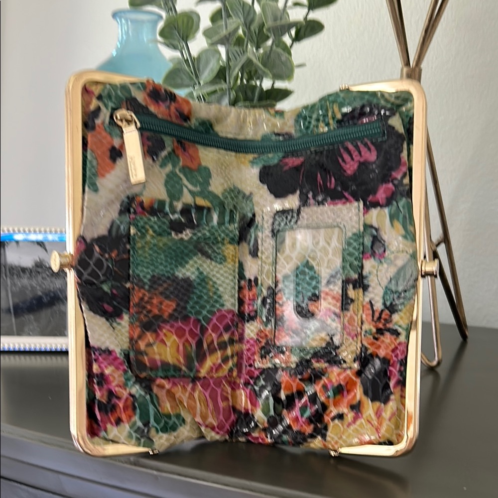HOBO Floral Snake-Embossed Clutch in Cream, Black, Yellow, Green - Picture 2 of 6